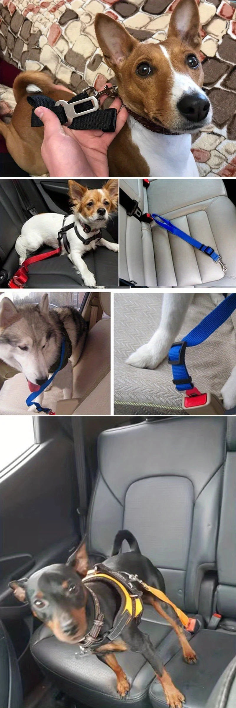 Adjustable Harness and Leash Cat Dog Car Seat Belt Pet Seat Vehicle Dog Harness Lead Clip TractionCar Travel Supplies for Dogs