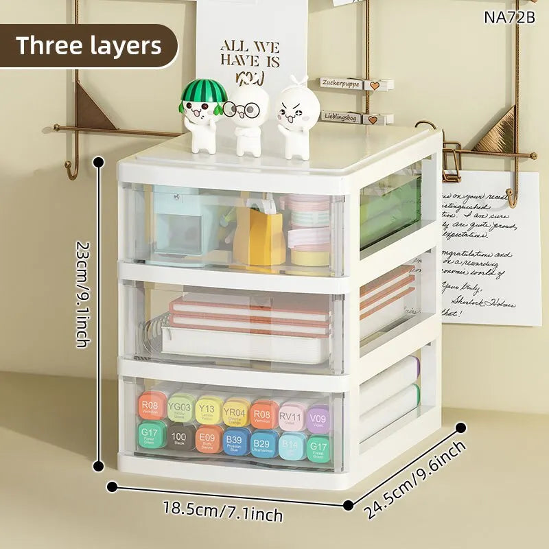 1Pc Storage Box,Space-Saving Clear Drawer Organizer (2/3/4-Tier) Sort Office,Home,dormitory,Makeup, Pens, Jewelry, Stationary 