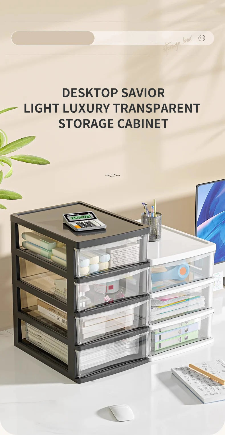 1Pc Storage Box,Space-Saving Clear Drawer Organizer (2/3/4-Tier) Sort Office,Home,dormitory,Makeup, Pens, Jewelry, Stationary 