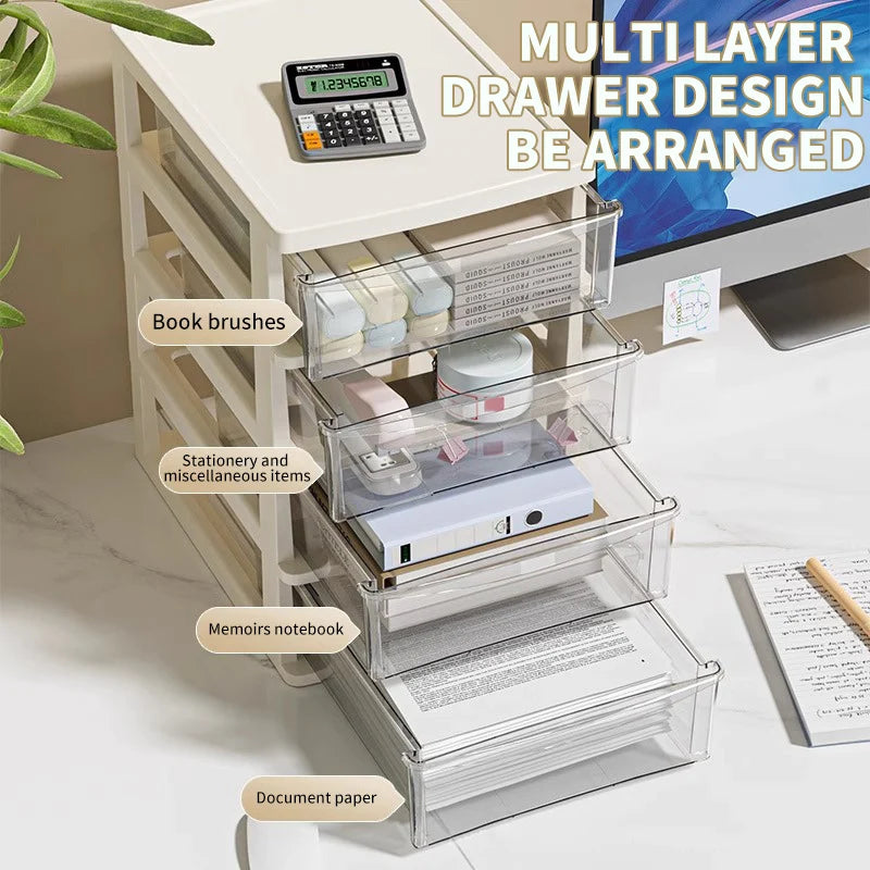 1Pc Storage Box,Space-Saving Clear Drawer Organizer (2/3/4-Tier) Sort Office,Home,dormitory,Makeup, Pens, Jewelry, Stationary 