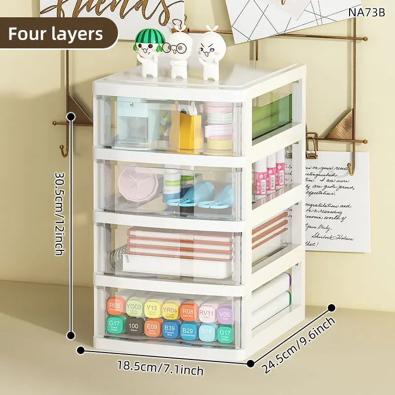 1Pc Storage Box,Space-Saving Clear Drawer Organizer (2/3/4-Tier) Sort Office,Home,dormitory,Makeup, Pens, Jewelry, Stationary 