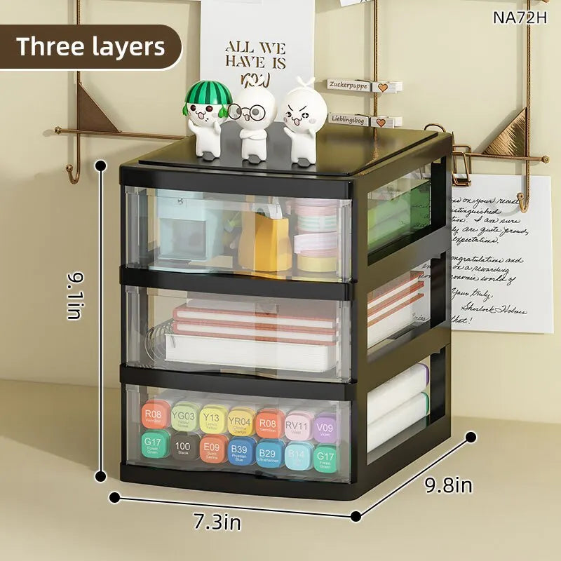 1Pc Storage Box,Space-Saving Clear Drawer Organizer (2/3/4-Tier) Sort Office,Home,dormitory,Makeup, Pens, Jewelry, Stationary 