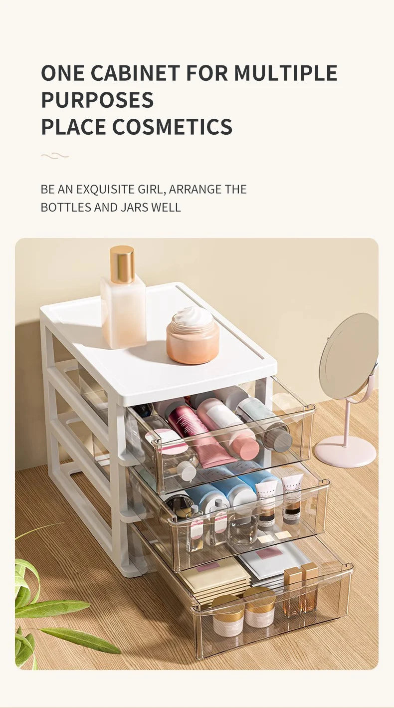 1Pc Storage Box,Space-Saving Clear Drawer Organizer (2/3/4-Tier) Sort Office,Home,dormitory,Makeup, Pens, Jewelry, Stationary 