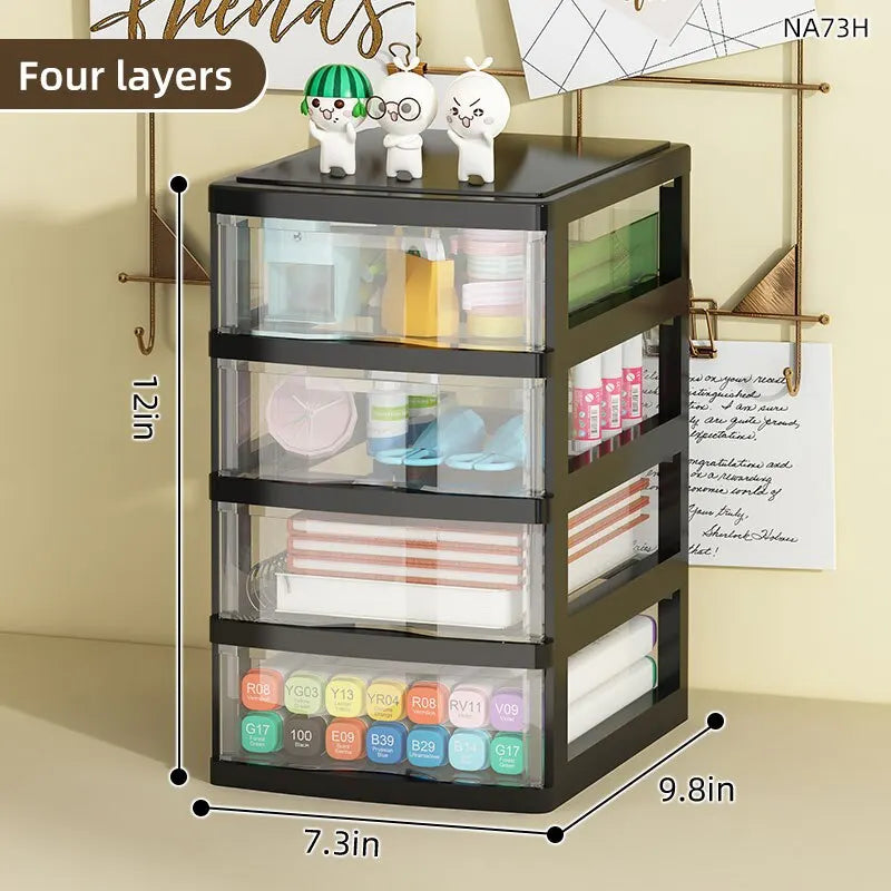 1Pc Storage Box,Space-Saving Clear Drawer Organizer (2/3/4-Tier) Sort Office,Home,dormitory,Makeup, Pens, Jewelry, Stationary 