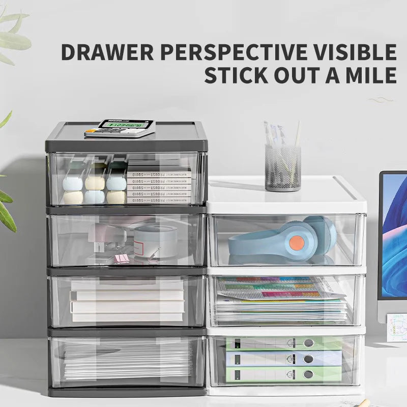 1Pc Storage Box,Space-Saving Clear Drawer Organizer (2/3/4-Tier) Sort Office,Home,dormitory,Makeup, Pens, Jewelry, Stationary 