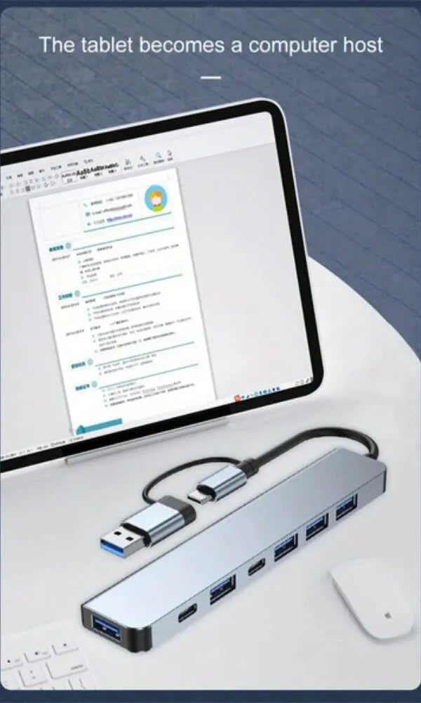 7 Ports USB 3.0 2.0 Type C HUB Expander Splitter High Speed OTG Adapter Docking Station For Laptop PC Hard Drive Mouse Keyboard