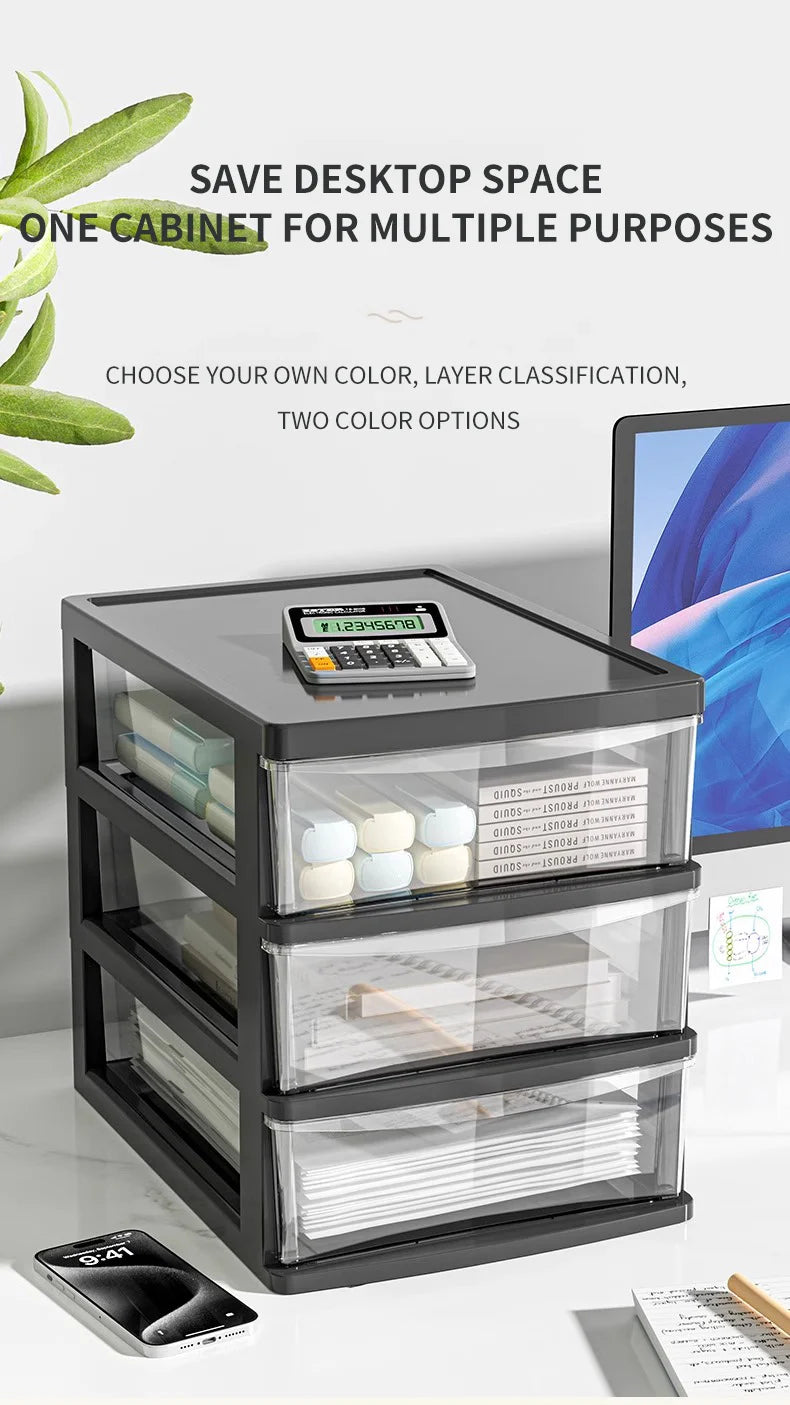 1Pc Storage Box,Space-Saving Clear Drawer Organizer (2/3/4-Tier) Sort Office,Home,dormitory,Makeup, Pens, Jewelry, Stationary 