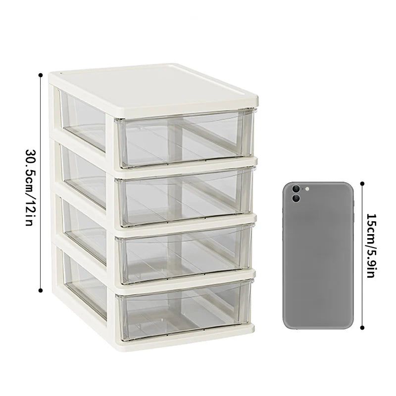 1Pc Storage Box,Space-Saving Clear Drawer Organizer (2/3/4-Tier) Sort Office,Home,dormitory,Makeup, Pens, Jewelry, Stationary 