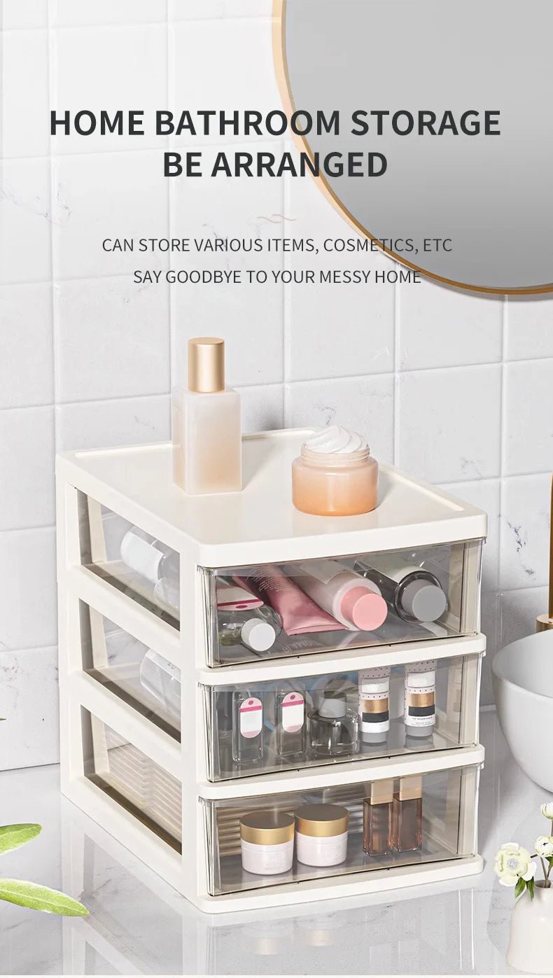 1Pc Storage Box,Space-Saving Clear Drawer Organizer (2/3/4-Tier) Sort Office,Home,dormitory,Makeup, Pens, Jewelry, Stationary 