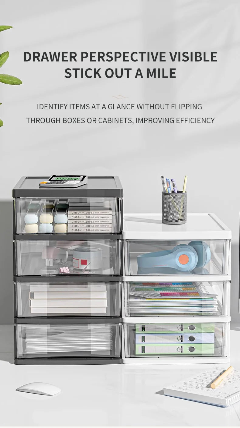 1Pc Storage Box,Space-Saving Clear Drawer Organizer (2/3/4-Tier) Sort Office,Home,dormitory,Makeup, Pens, Jewelry, Stationary 