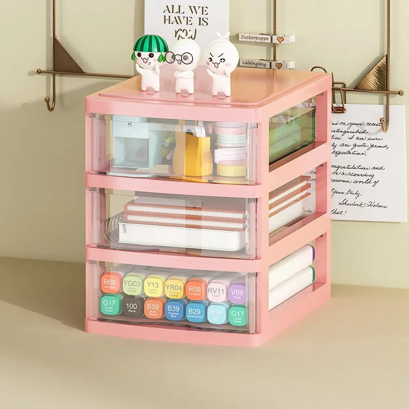 1Pc Storage Box,Space-Saving Clear Drawer Organizer (2/3/4-Tier) Sort Office,Home,dormitory,Makeup, Pens, Jewelry, Stationary 