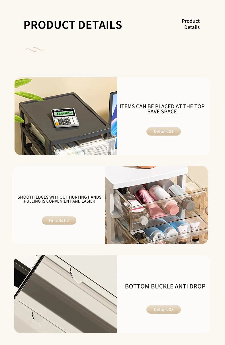 1Pc Storage Box,Space-Saving Clear Drawer Organizer (2/3/4-Tier) Sort Office,Home,dormitory,Makeup, Pens, Jewelry, Stationary 