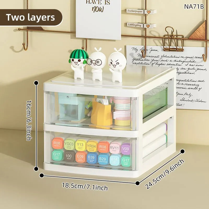 1Pc Storage Box,Space-Saving Clear Drawer Organizer (2/3/4-Tier) Sort Office,Home,dormitory,Makeup, Pens, Jewelry, Stationary 