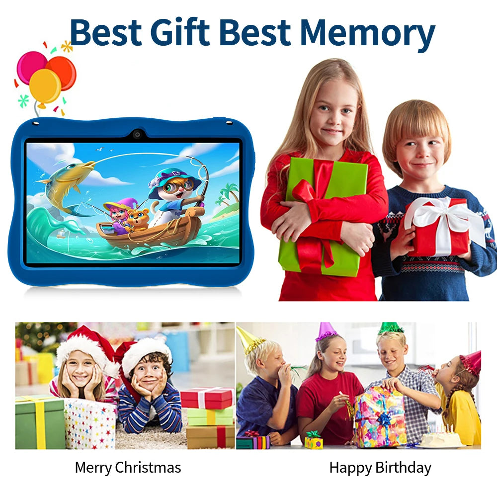7 Inch Kid Tablet 4GB RAM 64GB ROM Android 13 Wi-Fi Battery Dual Camera Children's Gift Kids Software