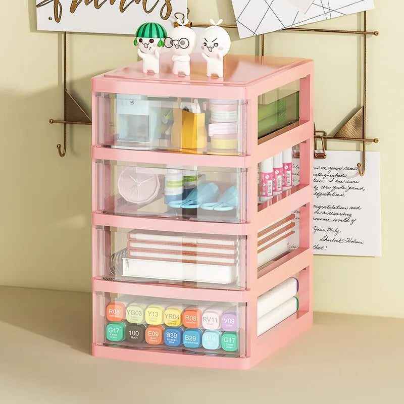 1Pc Storage Box,Space-Saving Clear Drawer Organizer (2/3/4-Tier) Sort Office,Home,dormitory,Makeup, Pens, Jewelry, Stationary 