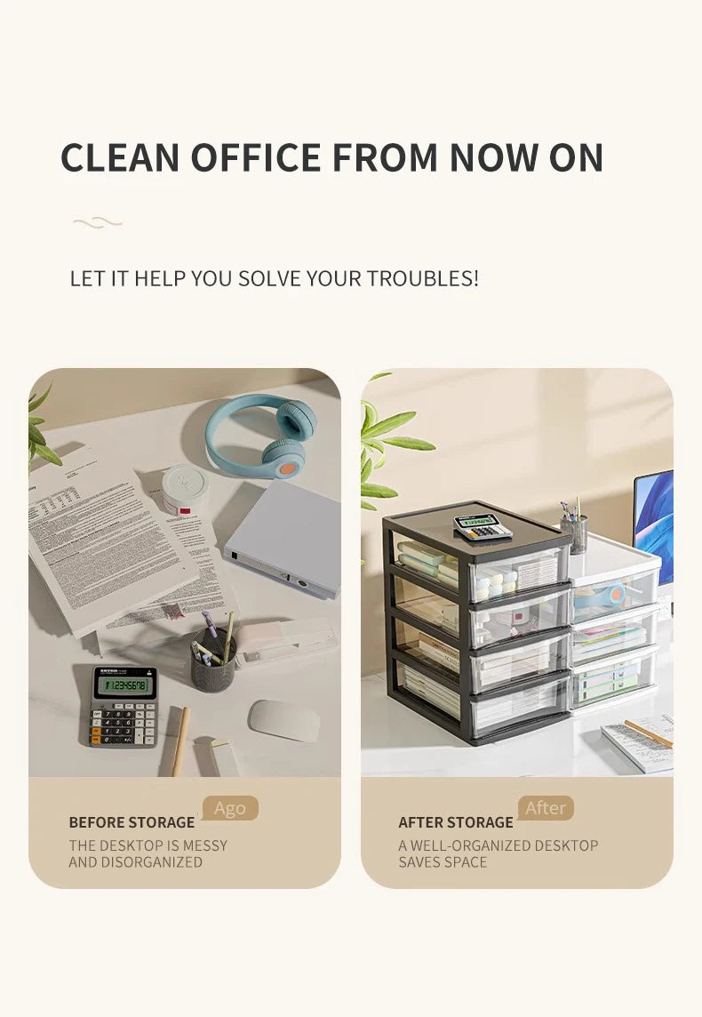 1Pc Storage Box,Space-Saving Clear Drawer Organizer (2/3/4-Tier) Sort Office,Home,dormitory,Makeup, Pens, Jewelry, Stationary 