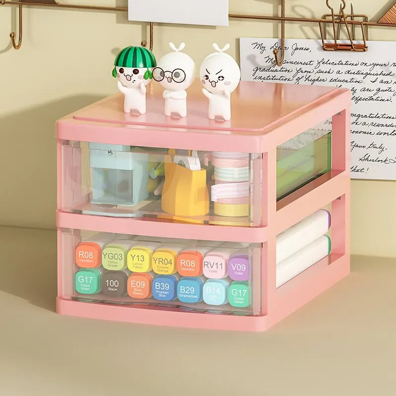 1Pc Storage Box,Space-Saving Clear Drawer Organizer (2/3/4-Tier) Sort Office,Home,dormitory,Makeup, Pens, Jewelry, Stationary 