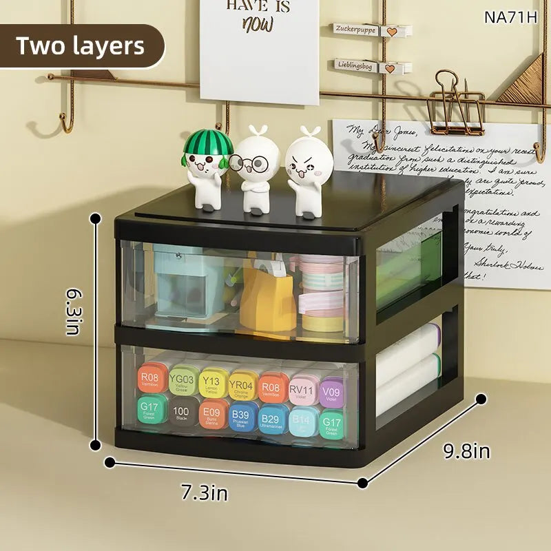 1Pc Storage Box,Space-Saving Clear Drawer Organizer (2/3/4-Tier) Sort Office,Home,dormitory,Makeup, Pens, Jewelry, Stationary 
