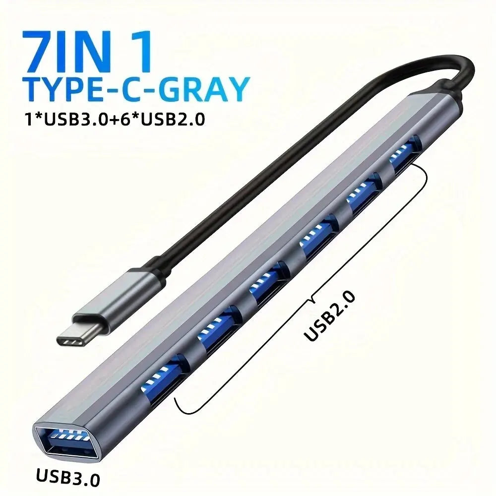 7 Ports USB 3.0 2.0 Type C HUB Expander Splitter High Speed OTG Adapter Docking Station For Laptop PC Hard Drive Mouse Keyboard