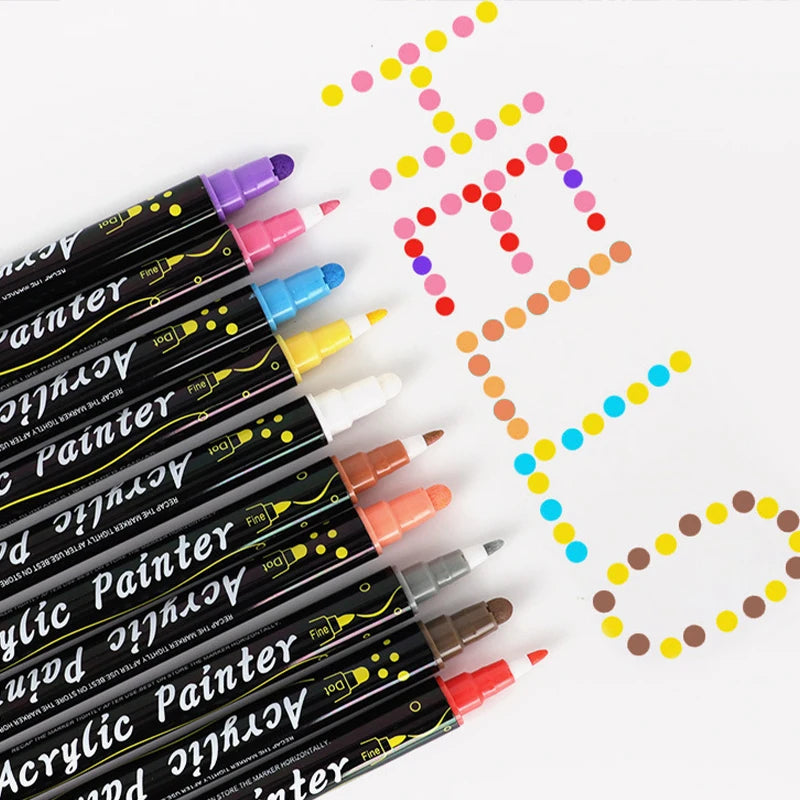 12/24/36 Colors Double Headed Acrylic Marker Waterproof Art Painting Supplies School Stationary Appliable for Fabric Wood Glass