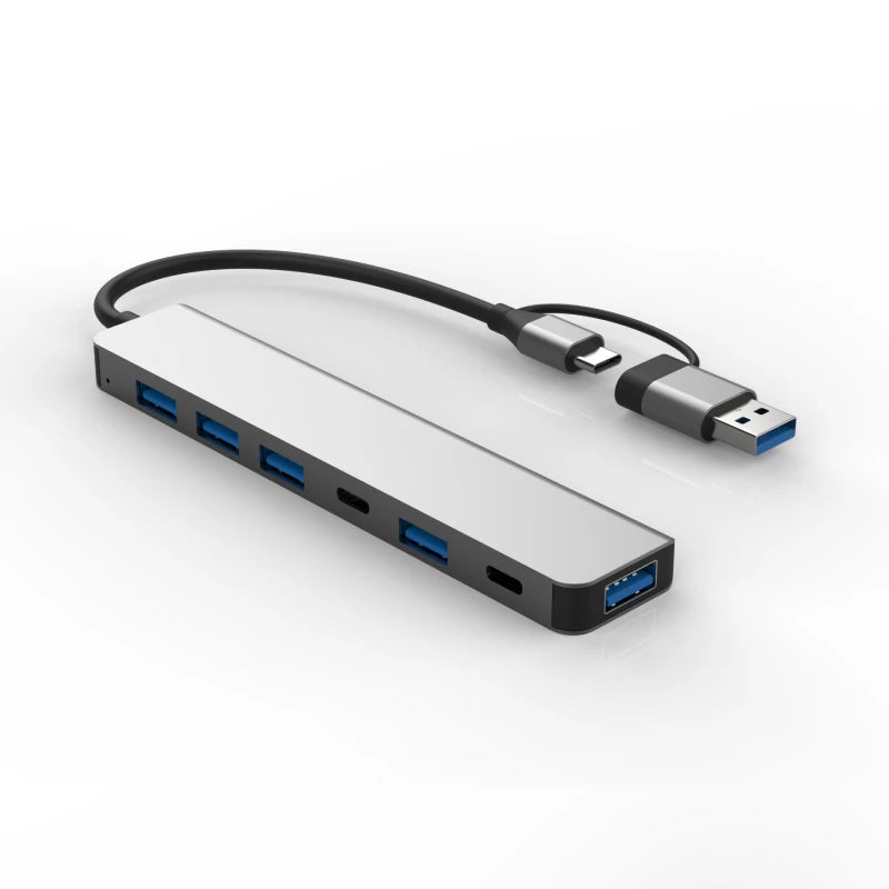 8 in 2 USB Type C USB 3.0 HUB Docking Station with 3.5mm Jack Audio Adapter Micro SD/TF Card Reader for Macbook Laptop Tablet