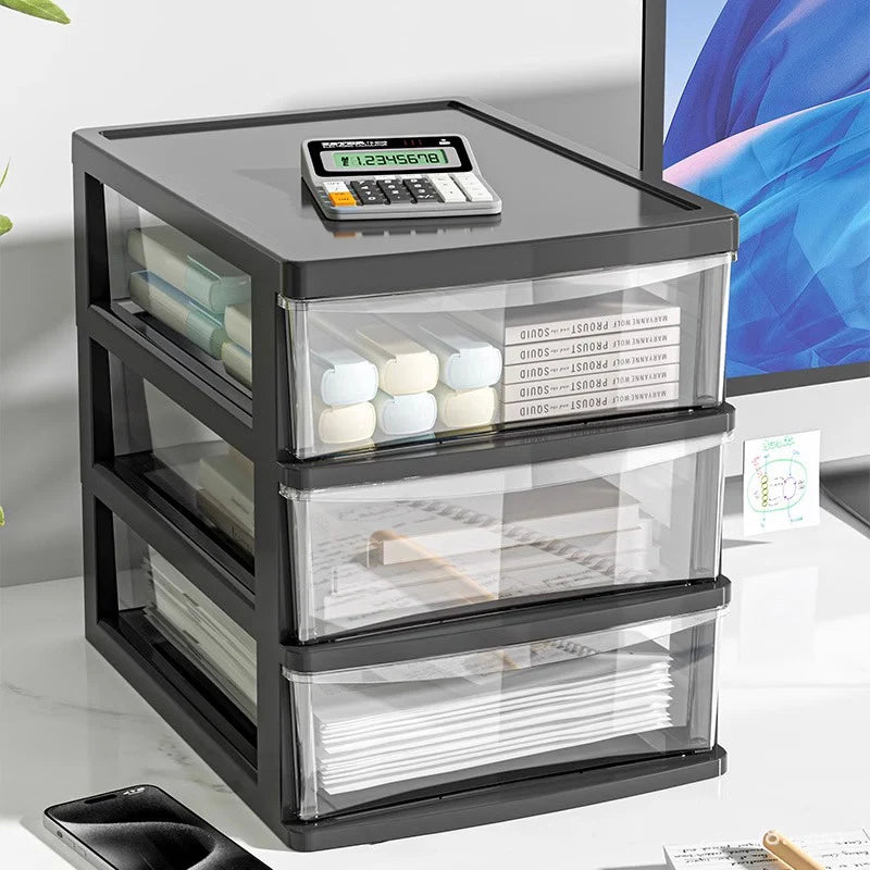 1Pc Storage Box,Space-Saving Clear Drawer Organizer (2/3/4-Tier) Sort Office,Home,dormitory,Makeup, Pens, Jewelry, Stationary ﻿