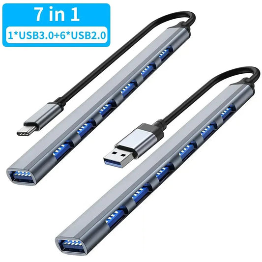 7 Ports USB 3.0 2.0 Type C HUB Expander Splitter High Speed OTG Adapter Docking Station For Laptop PC Hard Drive Mouse Keyboard