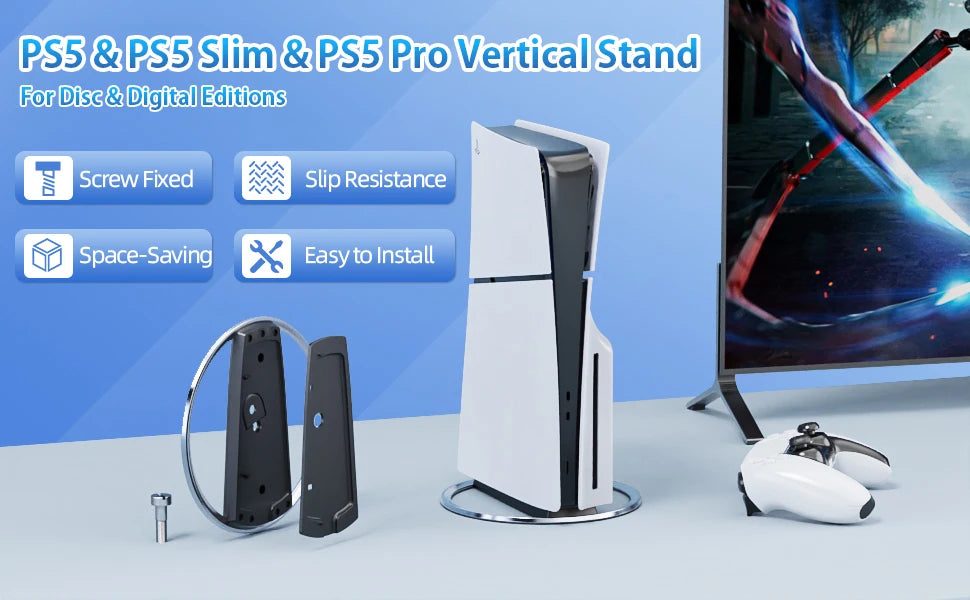 2025 New Vertical Stand for PS5 Consoles Playstation 5 Slim Base Accessories for PS5 Pro Console Disc and Digital