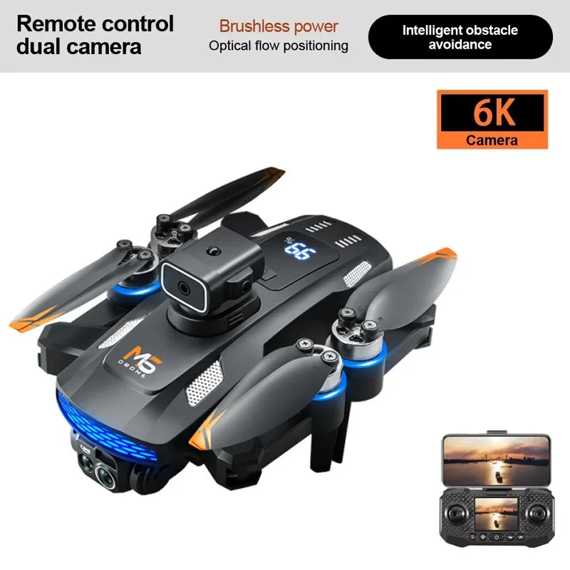 New Professional M6 Drone 8K HD With Screen WIFI FPV Smart Obstacle Avoidance Brushless Motor Remote Control Quadcopter Dron Toy