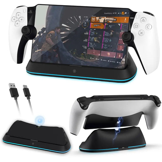 Charging Dock Station for Playstation Portal, Charger Stand for Ps Portal with RGB Light and USB C Charging Cable