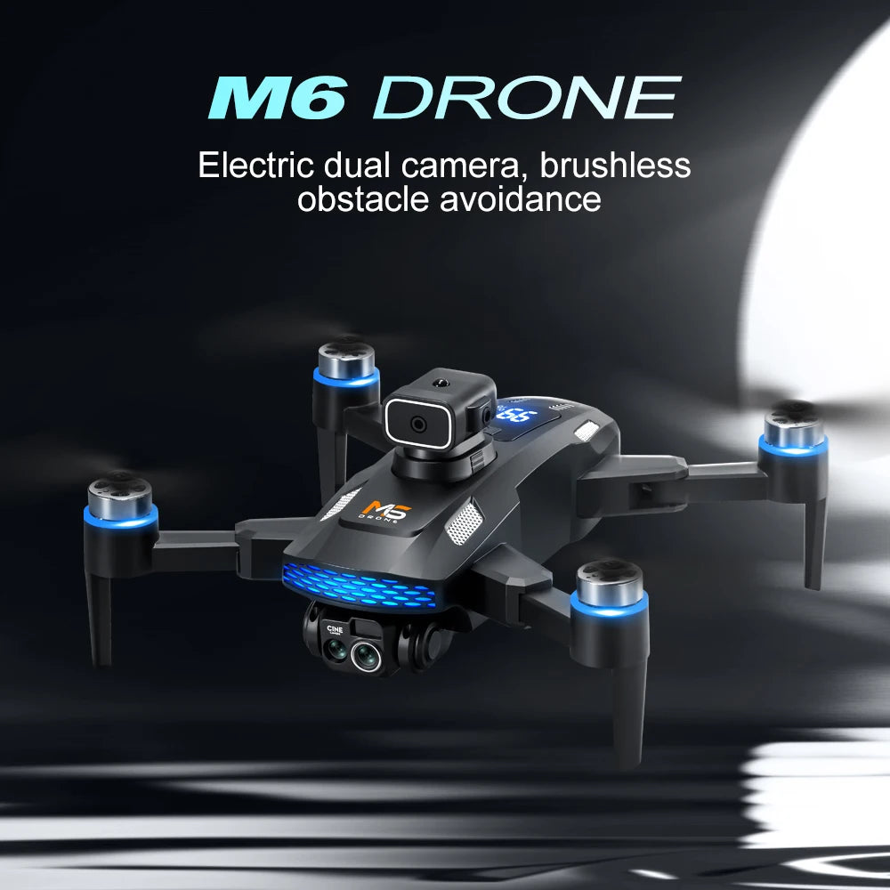 New Professional M6 Drone 8K HD With Screen WIFI FPV Smart Obstacle Avoidance Brushless Motor Remote Control Quadcopter Dron Toy