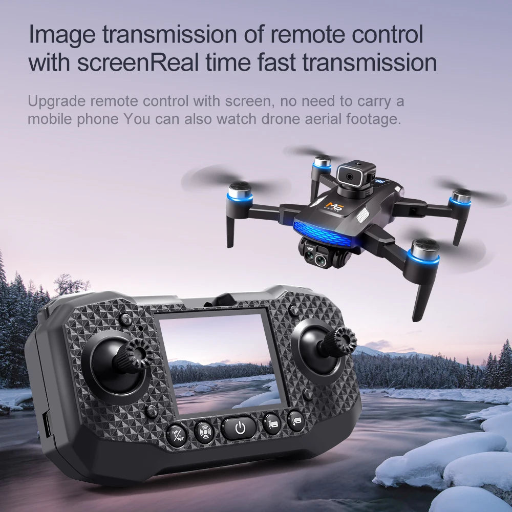 New Professional M6 Drone 8K HD With Screen WIFI FPV Smart Obstacle Avoidance Brushless Motor Remote Control Quadcopter Dron Toy