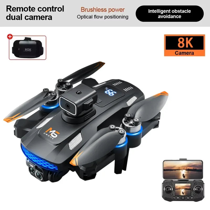New Professional M6 Drone 8K HD With Screen WIFI FPV Smart Obstacle Avoidance Brushless Motor Remote Control Quadcopter Dron Toy