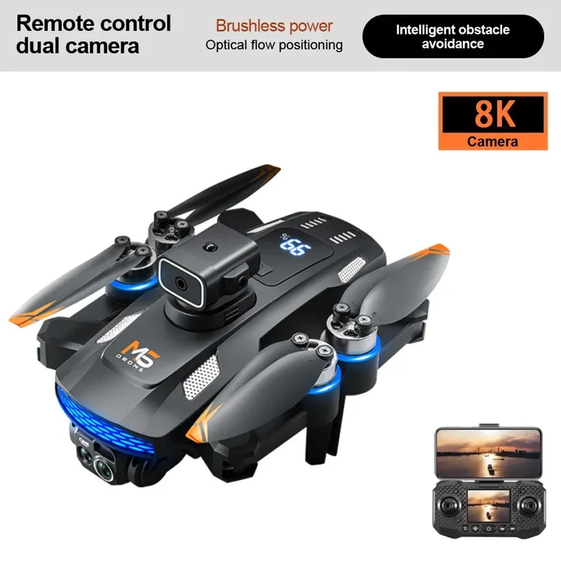 New Professional M6 Drone 8K HD With Screen WIFI FPV Smart Obstacle Avoidance Brushless Motor Remote Control Quadcopter Dron Toy